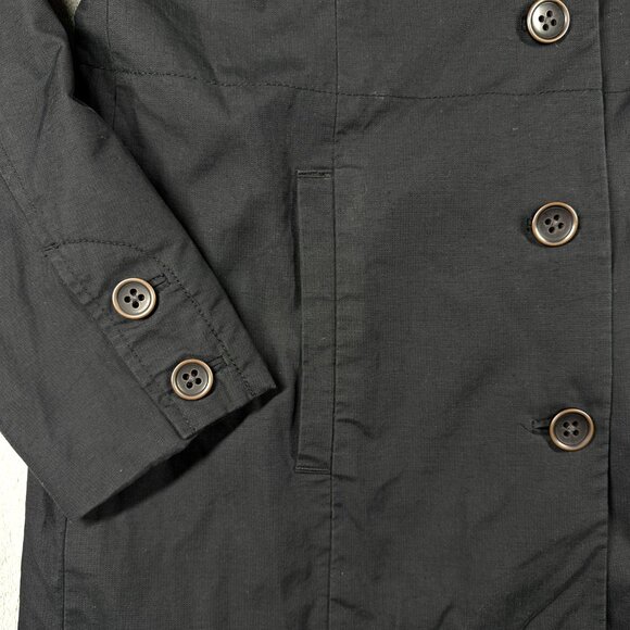 Eddie Bauer Women’s Medium Black Water Repellent Trench Coat Button Front - Picture 8 of 16